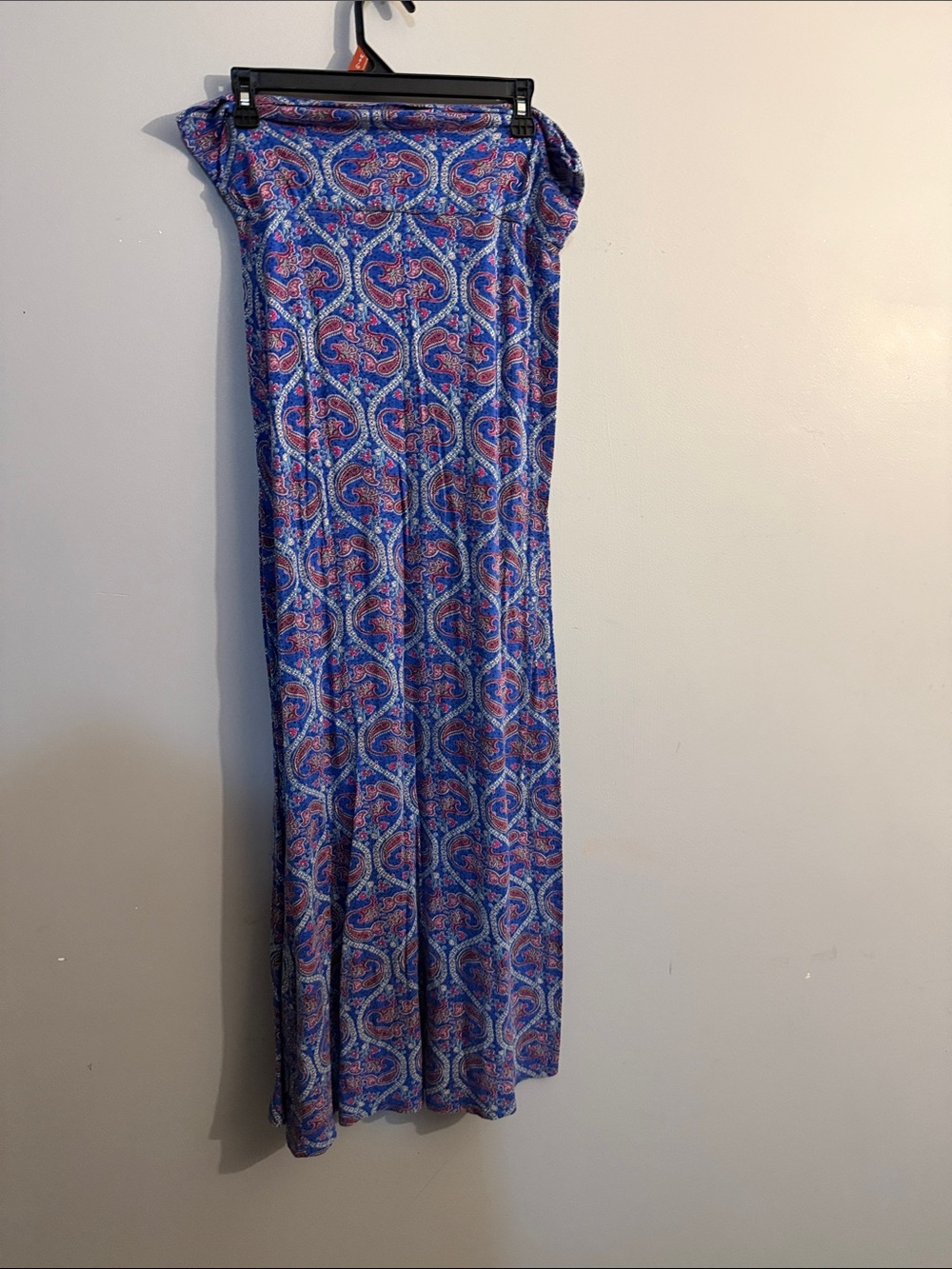 B Jewel Blue Paisley Maxi Dress with Pink Accents